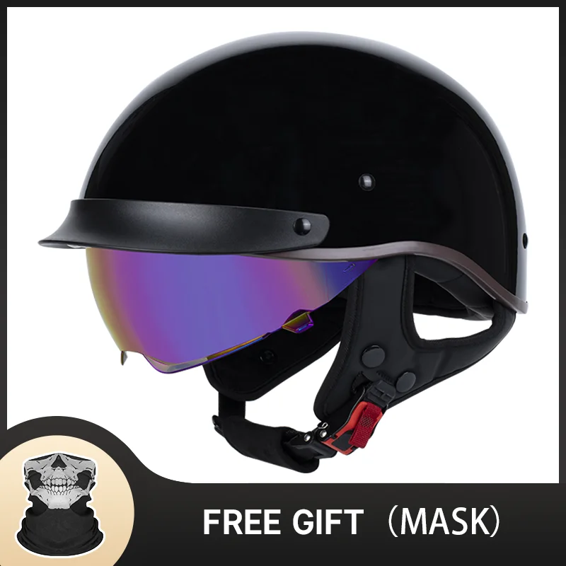 

Hot Sale Glossy Black Motorcycle Racing Half Face Cruiser Motorcycle Helmet Electric Scooter Riding Casque Motorcycle Capacete