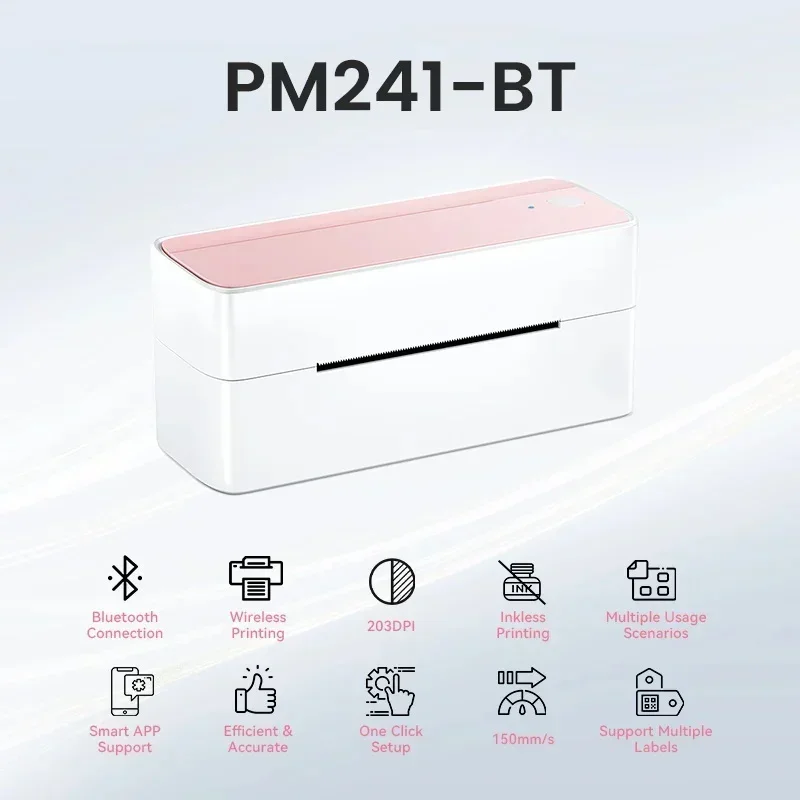 Phomemo PM241-BT Shipping Label Printer Bluetooth Inkless Printing 203dpi High-Definition Reproduction Deep Color Imaging