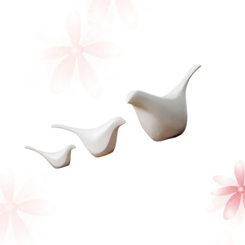 

3Pcs Simple Resin Small Bird Ornaments White Desktop Decoration Creative Bird Adornment Home Office Photo Prop Gift