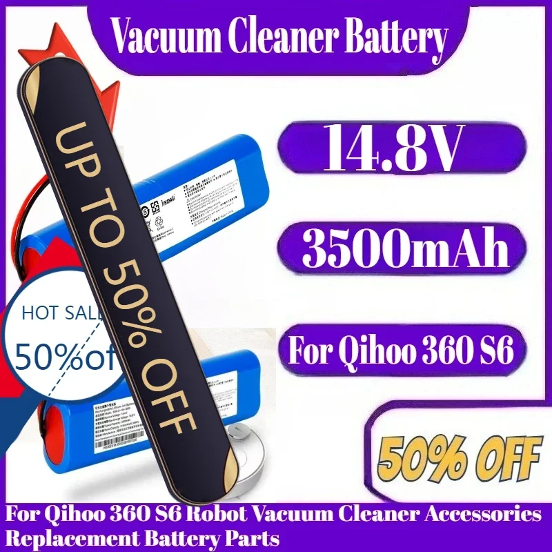 

14.8V 3500mAh High Capacity New Battery Pack For Qihoo 360 S6 Robot Vacuum Cleaner Accessories Replacement Battery Parts