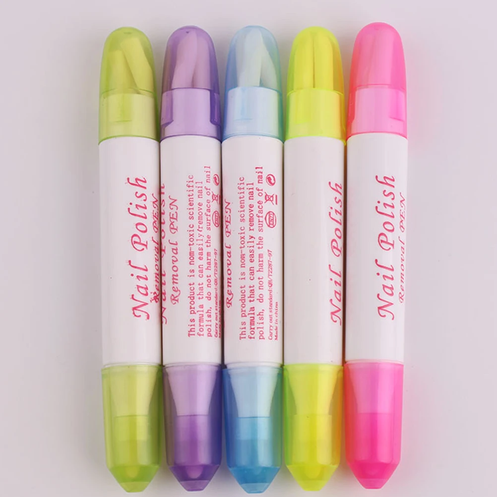 

5pcs Polish Remover Pen Compact Size Erasable Art Tool For Home Professional Use Red Yellow Without Liquid