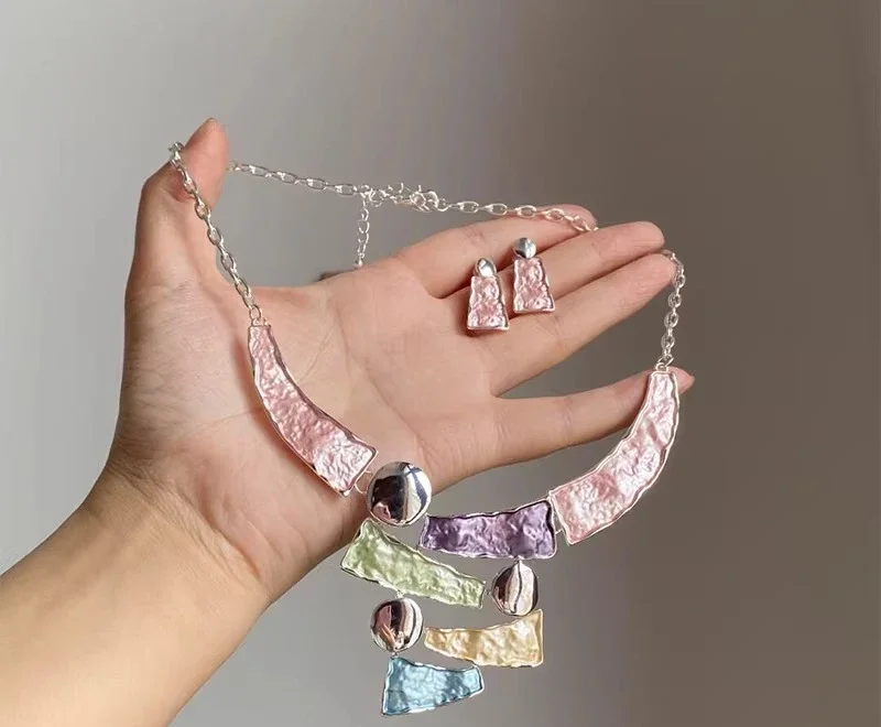 Geometric line necklace dopamine small fresh exaggerated drip collarbone chain