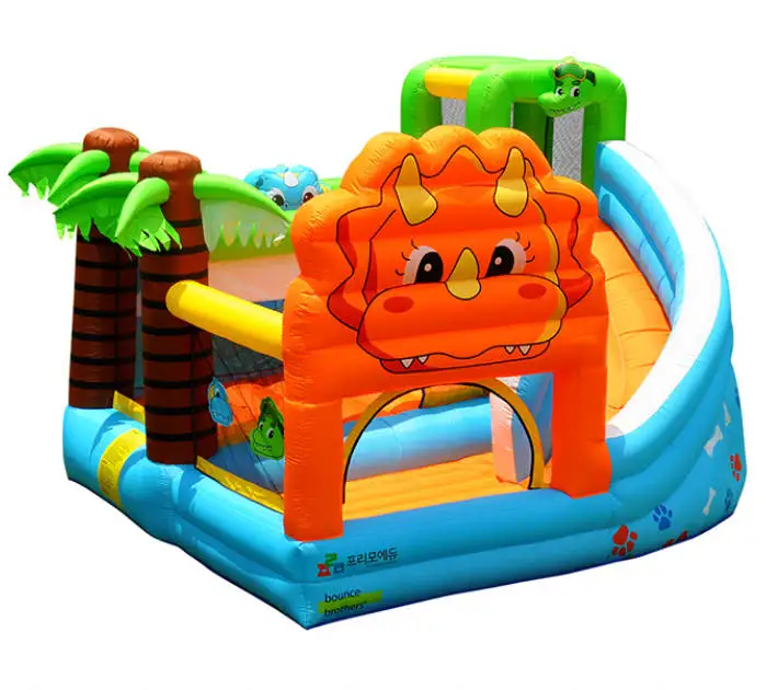 عامل أمان عالي شعار مخصص تحت عنوان الأسد الغابة شريحة قلعة قابلة للنفخ ومجموعة ترامبولين شعار قابل للنفخ #1