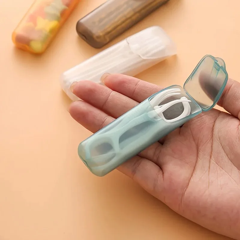 Mini Toothpick Storage Box with Lid Toothpick Box Portable Travel Floss Organizer Cotton Swab Dispenser Toothpick Dispenser image 3