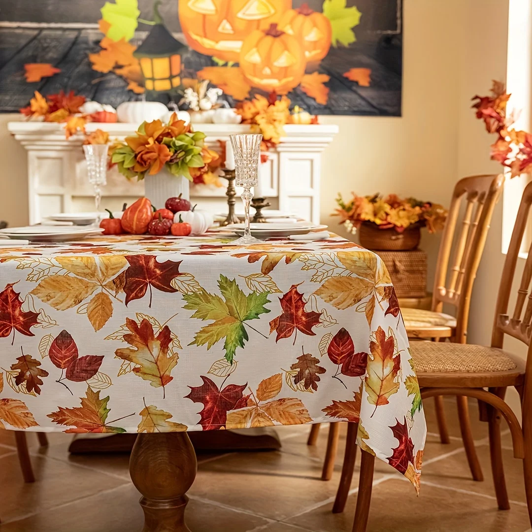 Autumn Maple Leaves Rectangle Tablecloth for Table Decor Farmhouse Fall Harvest Kitchen Dining Table Cloth Thanksgiving Decor