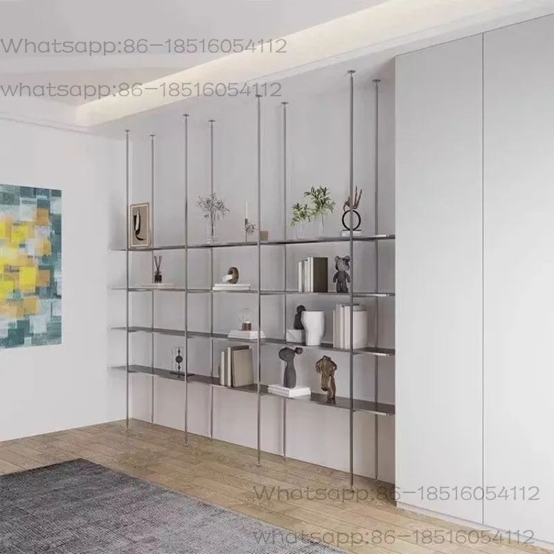 Customized wrought iron through top partition rack minimalist bookshelf display living room entrance baffle floor simple display