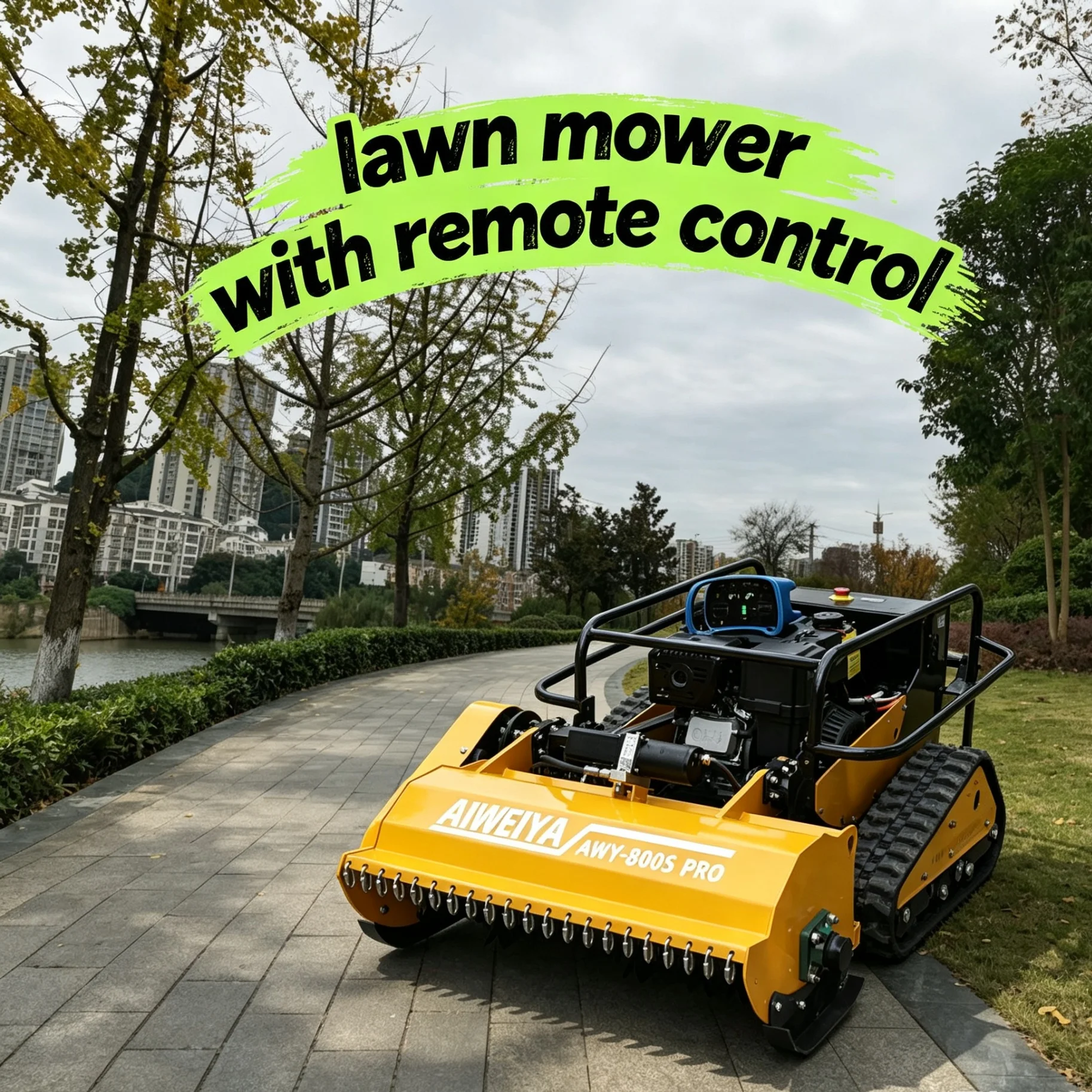 Customized agricultural slope weeder matches width adjustable lawn mower wheel, battery-powered lawn mower forms lawn mower