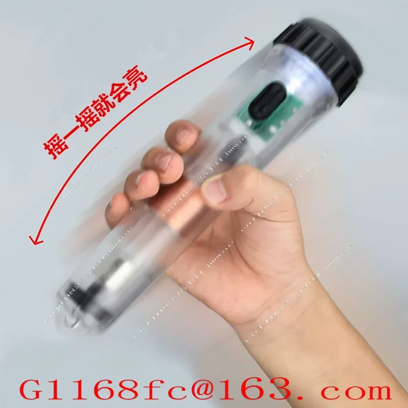 Transparent Hand Crank Self-Charging Emergency Flashlight Magnetic Dynamo Torch No Battery Required For Outdoor Survivalpart