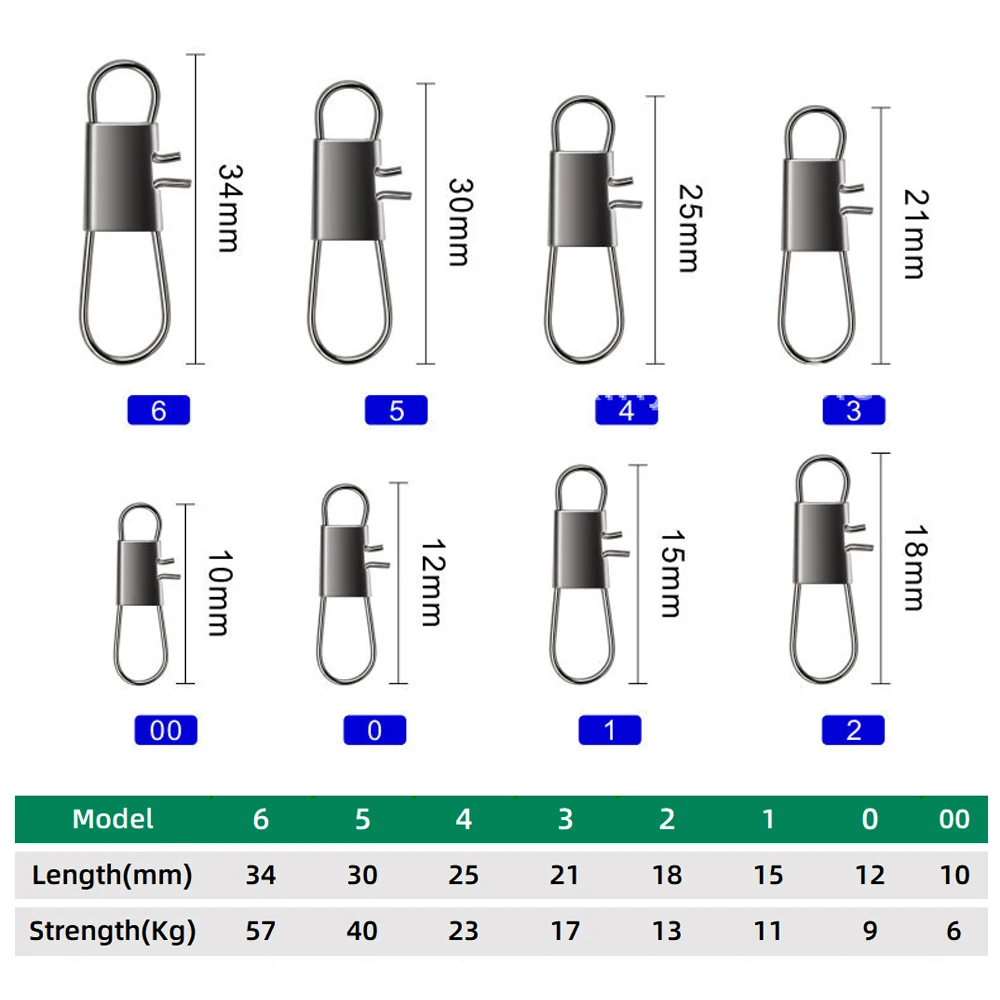 DNDYUJU 50-100pcs Carbon Steel Fishing Connector Fishing Snap Pin Rolling Swivel Fishing Lure Tackle Fishing Hook Tool Snap