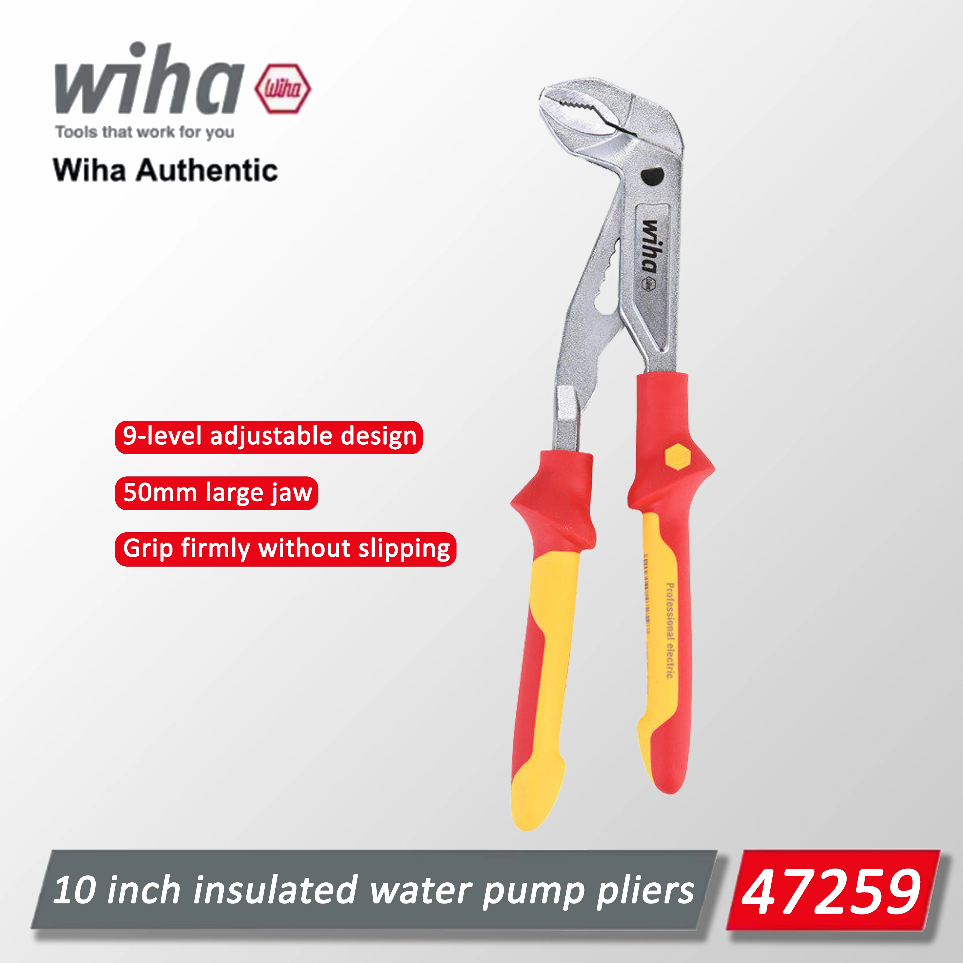 

Изолированные водопроводные клещи Wiha 10 дюймов, гаечный ключ, ударопрочный инструмент для электрика, инструмент для технического обслуживания 47259