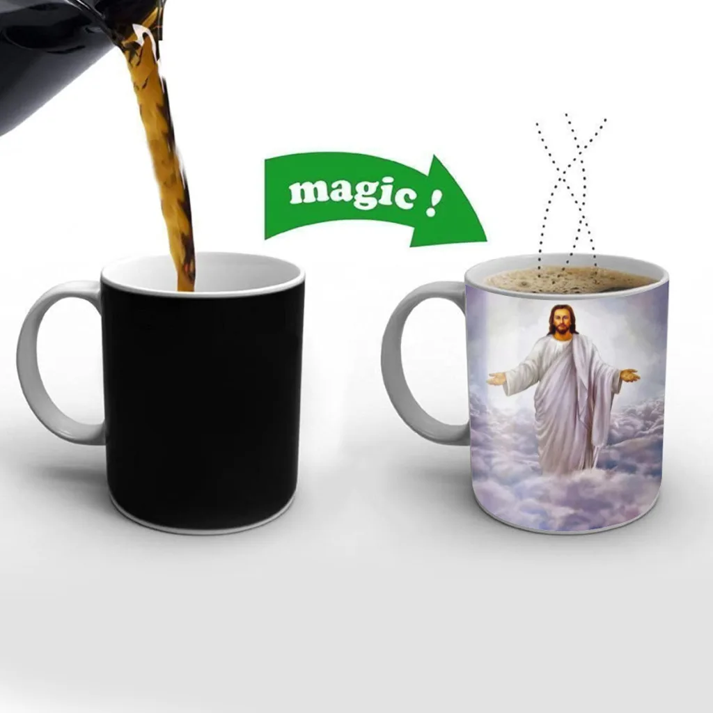 

Lady-And-Jesus-One Piece Coffee Mugs And Mug Creative Color Change Tea Cup Ceramic Milk Cups Novelty Gifts