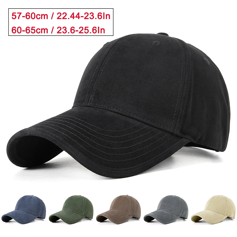 Gorra de béisbol de talla grande de 57-65CM para hombres y mujeres, sombrero de papá de Color sólido, visera informal para exteriores, gorra de