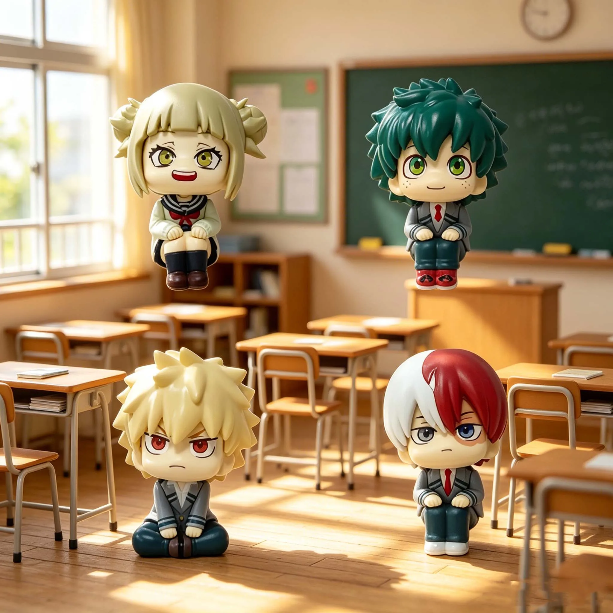 Q-Version Anime-Figur PVC Bakugou Katsuki Midoriya Izuku Todoroki Shoto Actionfiguren Anime-Geschenk Sammlerserie Modell Spielzeug