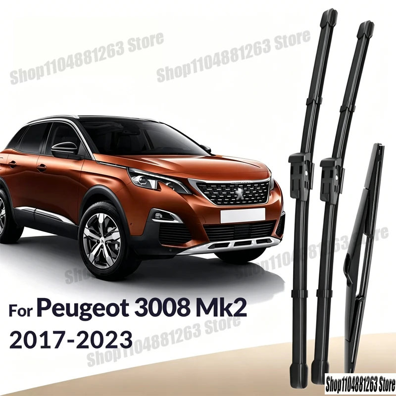 

Front & Rear Wiper Blades For Peugeot 3008 Mk2 2017-2023 2018 2019 2020 Wiper Windshield Windscreen Window Brushes 28"+16"+12"
