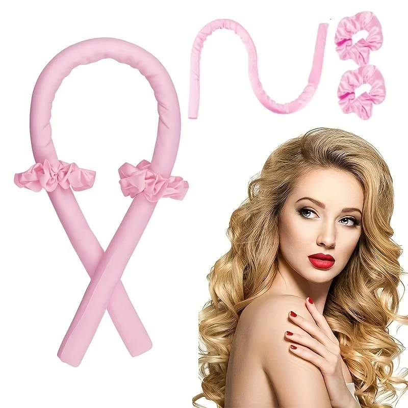 ヒートレスカーリングセット - サテンカーラー、夜間カーリングに最適 - ヘッドバンド付きノンヒートカーラー - 優しく効果的なヘアケア