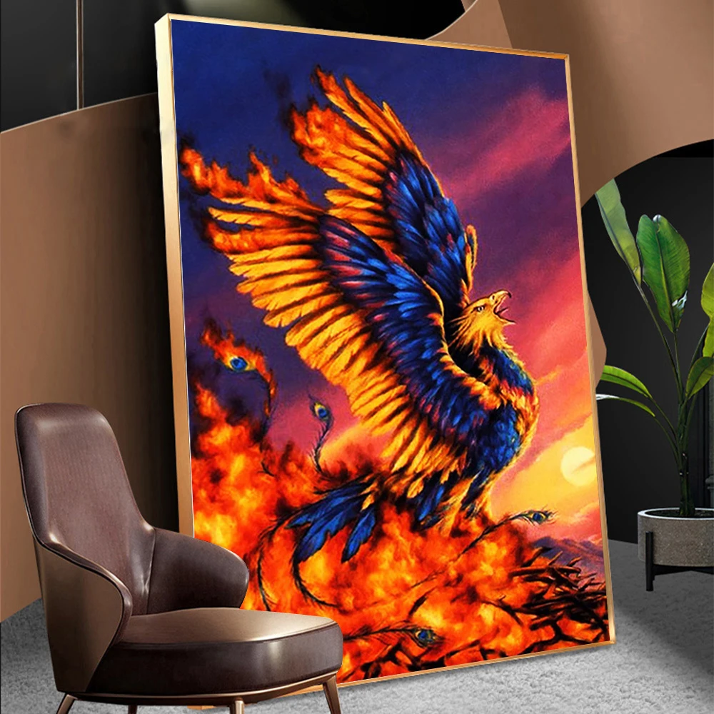 Phoenix picture Diamond Painting Mythical Animal Diamond Mosaic Painting Kits Full Square/Round Drill Rhinestone Embroidery DIY