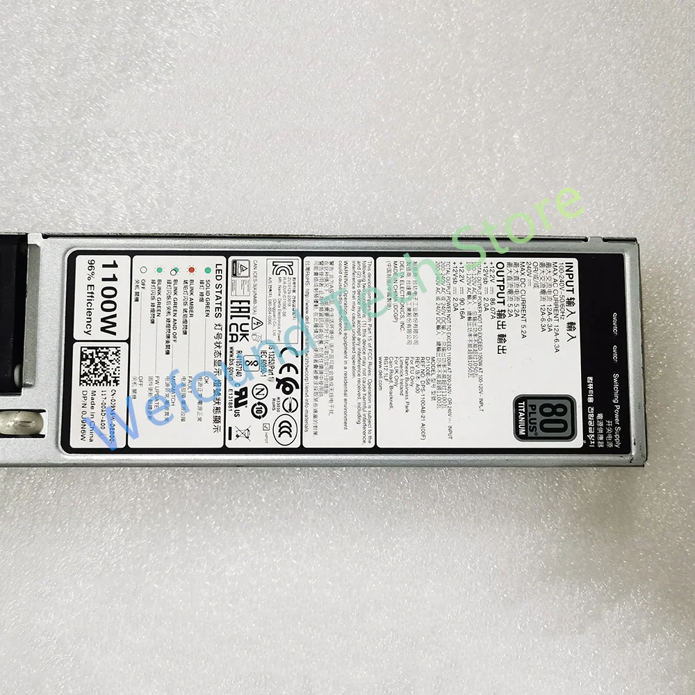 DPS-1100AB-21 A R50 R650 R750 R7525 Generation 15 Server 1100W Power Supply J9N6W D1100E-S6