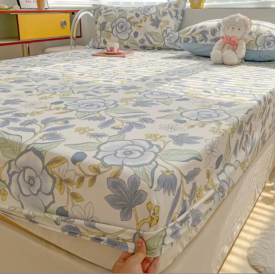 100% Katoenen Bed Hoeslaken met Elastiek + 2 st Kussenslopen Kinderen Volwassen Twin Queen Kingsize Matrasbeschermer laken Set B103