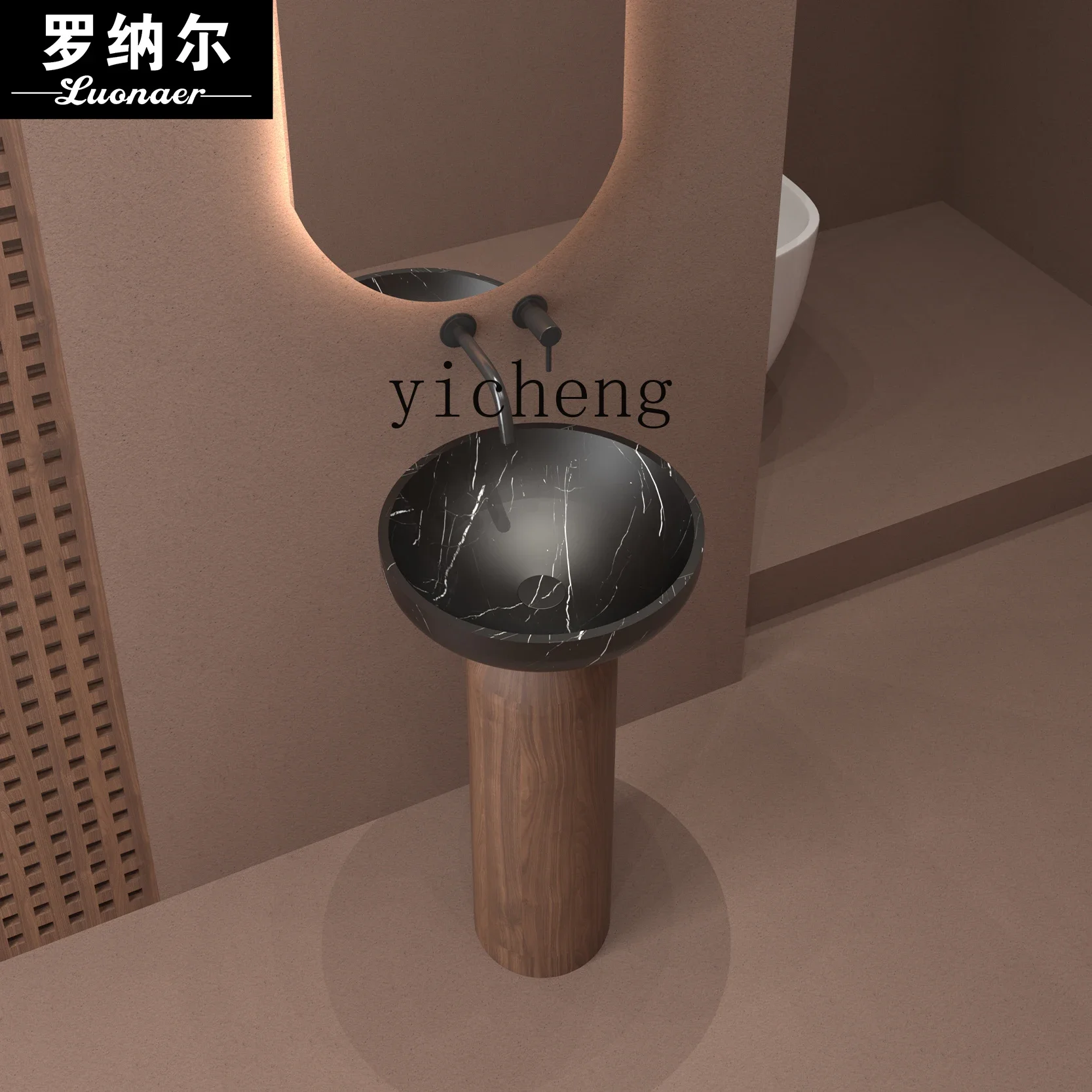 b1 Chinese retro wind column basin floor-to-ceiling integrated art wash basin personalized creative homestay wash table