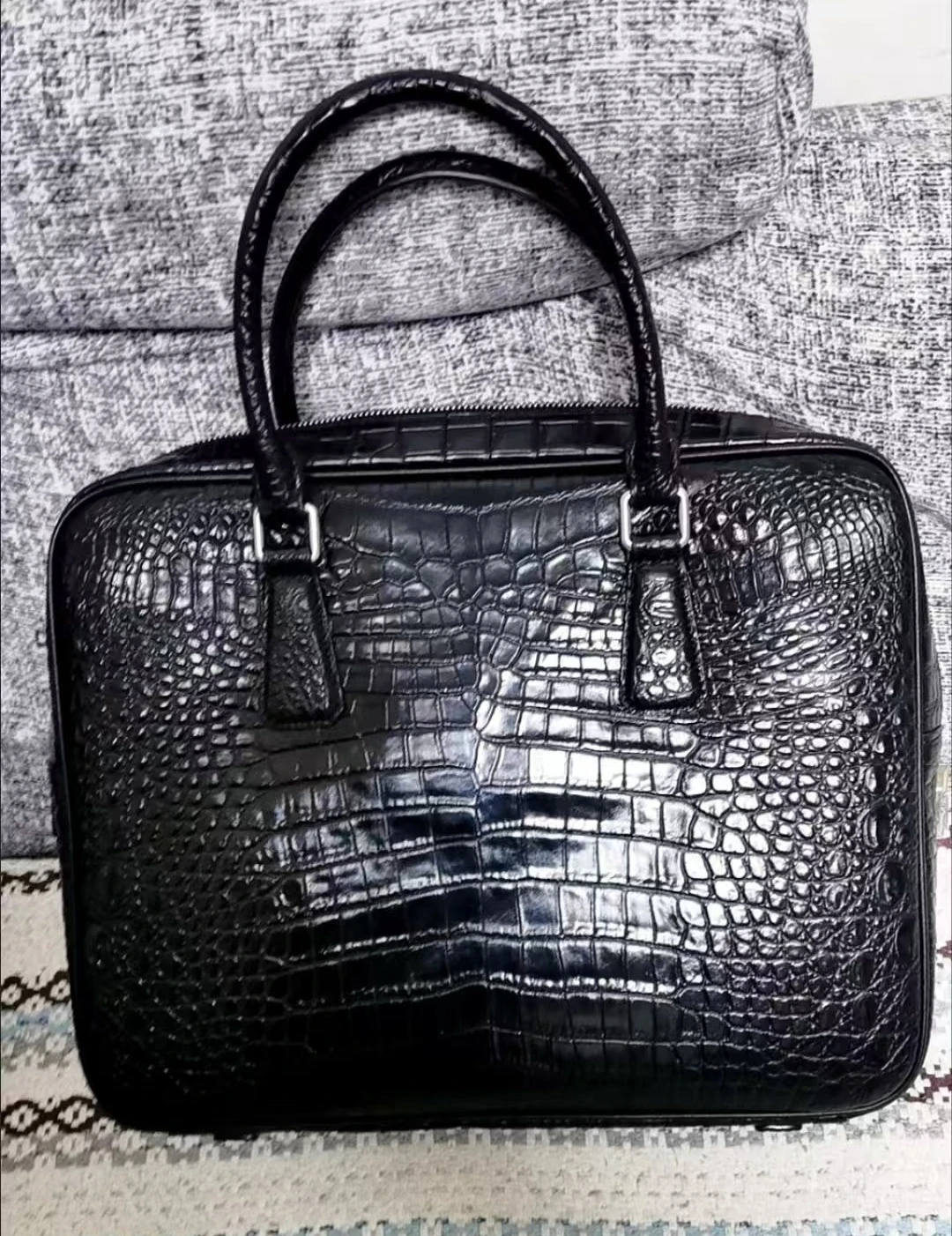 2027 New Luxury Alligator Pattern Genuine Leather Business Men's Briefcase Male Shoulder Bag Men Messenger Laptop Computer Bag