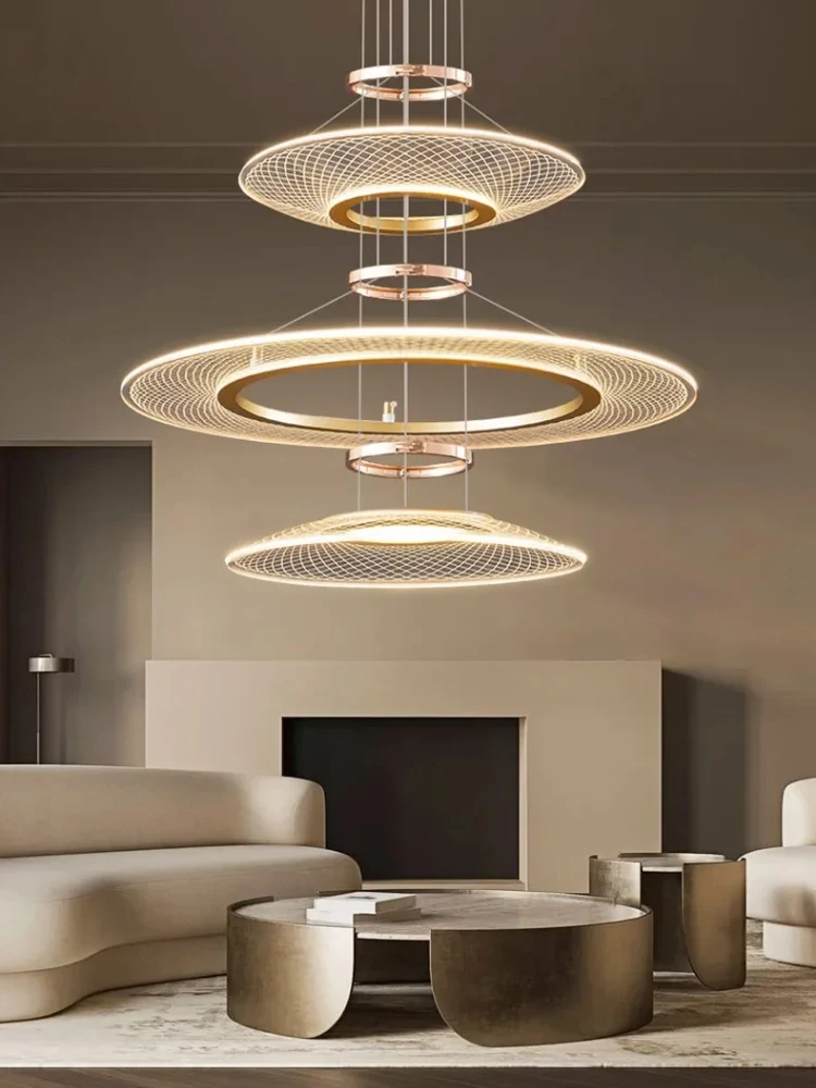 

Italian simplicity Aluminum Layers circle Acrylic LED Chandelier ceiling Lustre Home interior lighting bedroom dining room