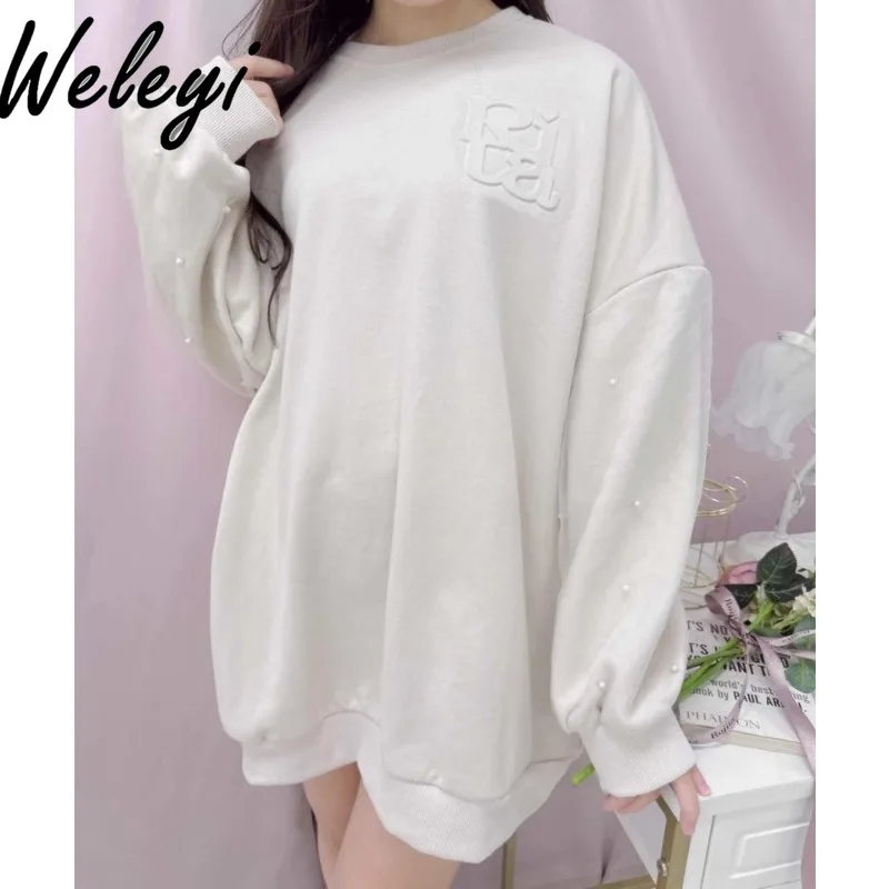 

Japanese Mine Hoodies Dress Women's 2024 Spring and Autumn New All Match and Cute Cotton Long Sleeve Loose Pullover Sweatershirt