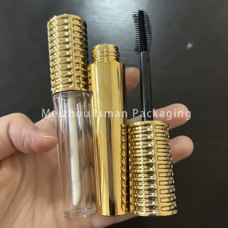 

50pcs Refillable Unique Gold Lip Glazed Tube Clear Lipgloss Packaging mascara container With Brush 6ml 13ml