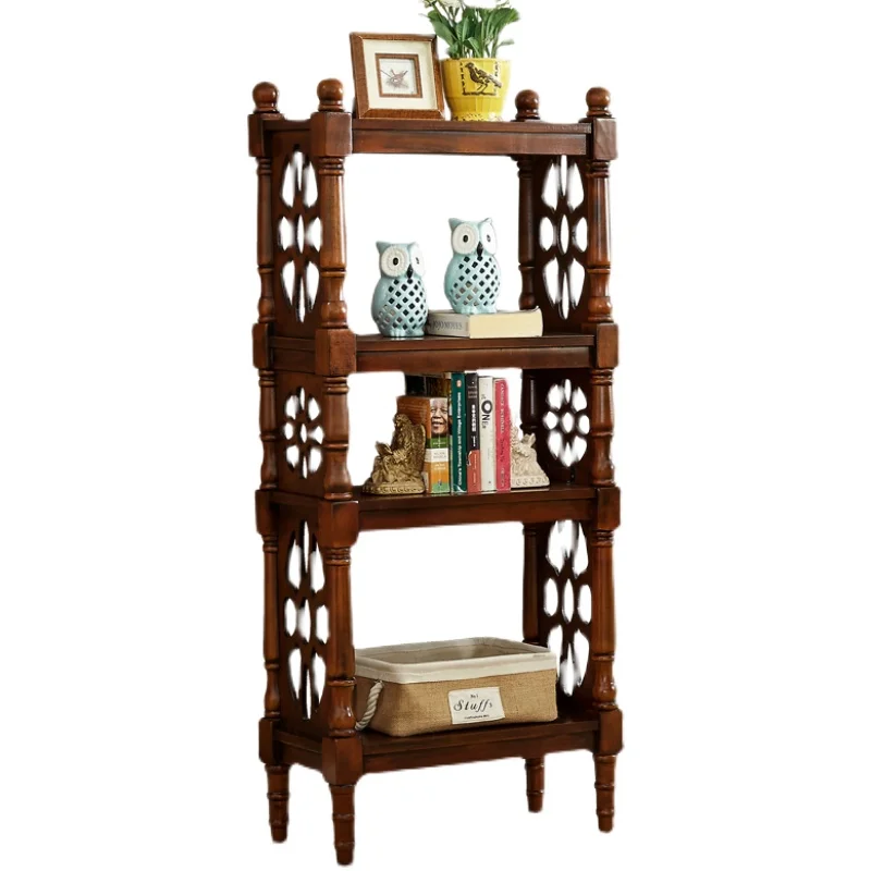 Solid Wood Bookshelf Living Room American Storage Rack Children's Storage Rack European Student Household Multi-Layer Bedroom