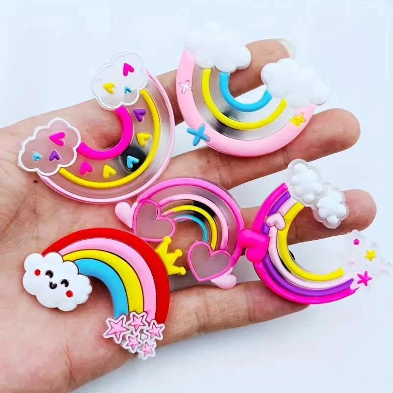 Multi-Color Rainbow Nuvem Encantos Sapato, PVC Decorações de Sapato DIY, Favor Partido Adulto Adolescente, Presentes Bonitos, Nova Moda, 5 Pcs