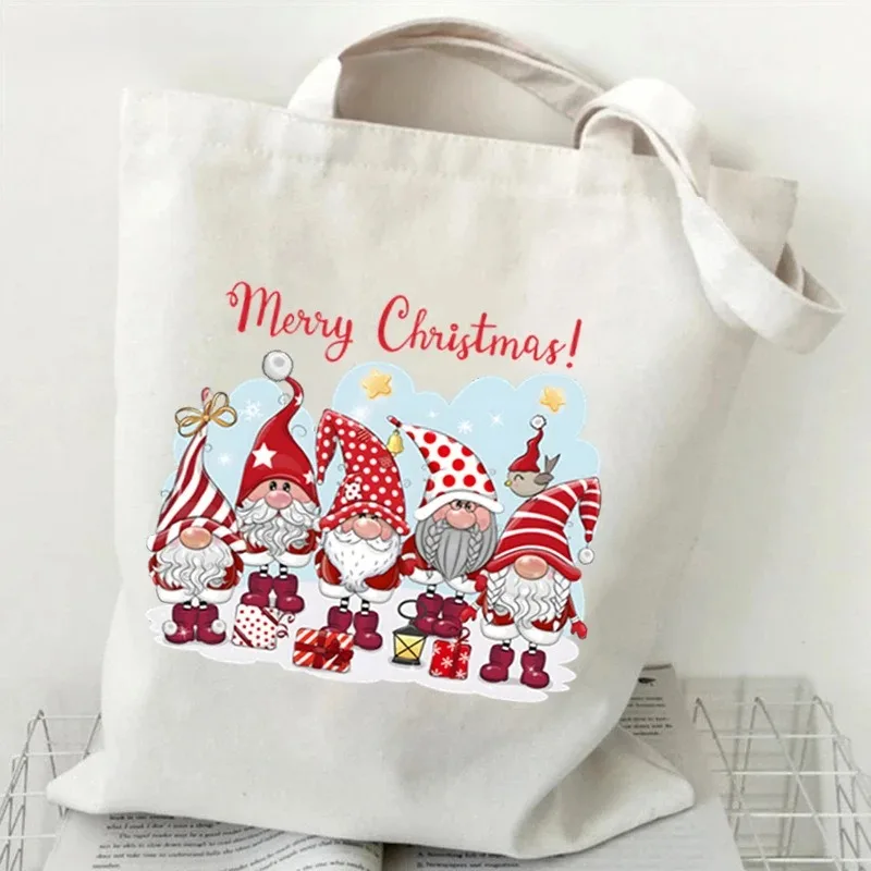

Christmas Women's Tote Bag Personalized Design Dwarf Penguin Christmas Happy Printed Lightweight SpaciousShoulder Bag