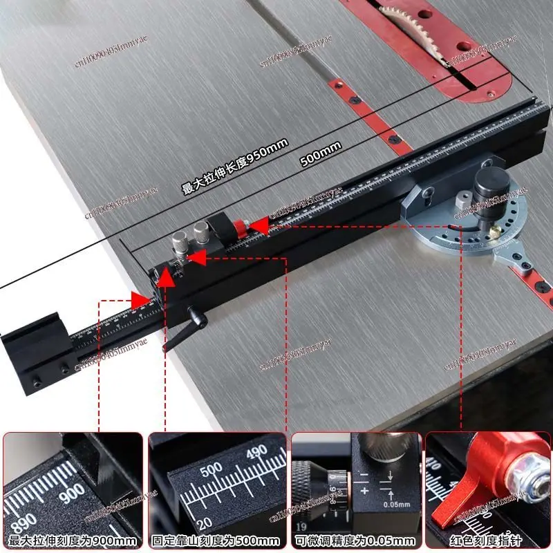 Table saw push handle adjustable angle miter band saw miter gauge matching 19MM chute 3/4