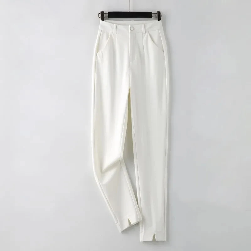 

Женские брюки, новые весенне-летние профессиональные прямые брюки с высокой талией, офисные женские повседневные длинные костюмные брюки черного цвета, хаки