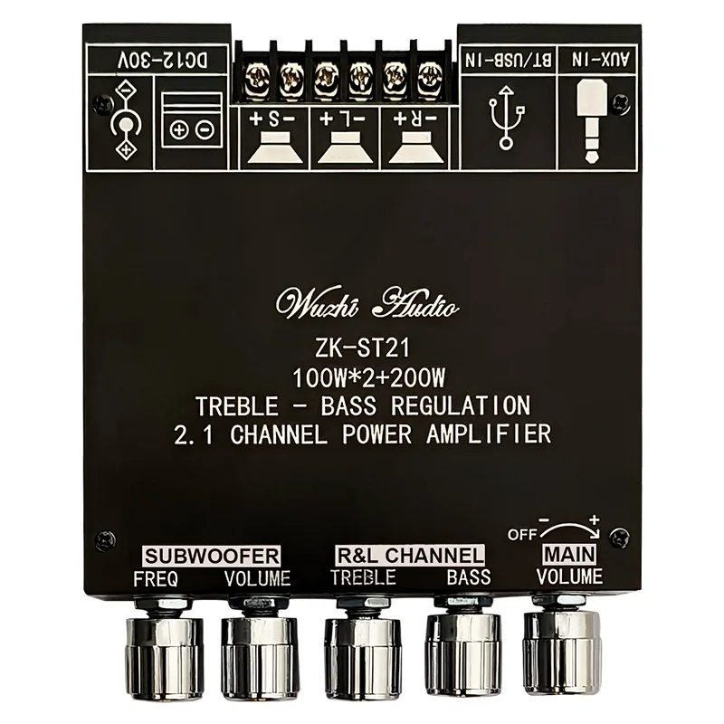 ST21 BT Power Amplifier Board With Subwoofer 2.1 Channel 100W 2+200W 12V-30V Audio Power Amplifier Module With Treble And Bass