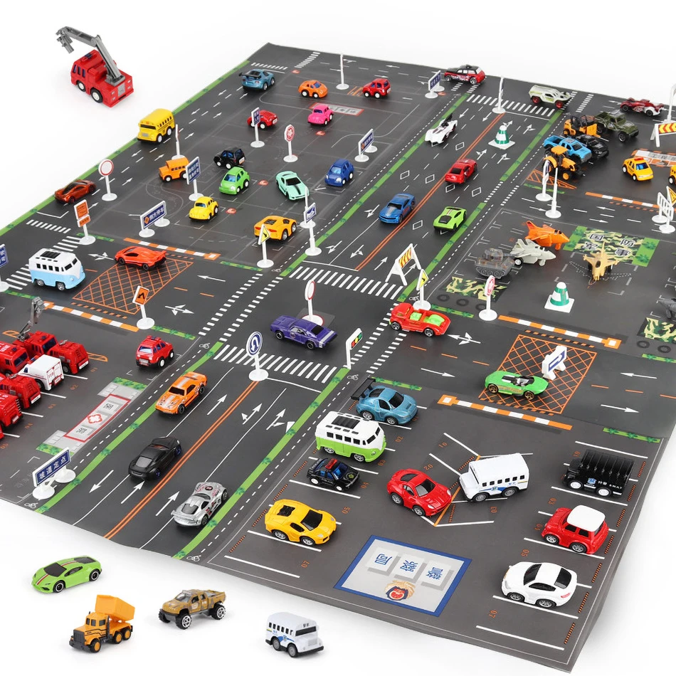 Thin Plastic Traffic Road Carpet for Kids Playmat Children Rug Simulated Parking Map Toy Baby Play Mat Little Boy Girl Mats Toys