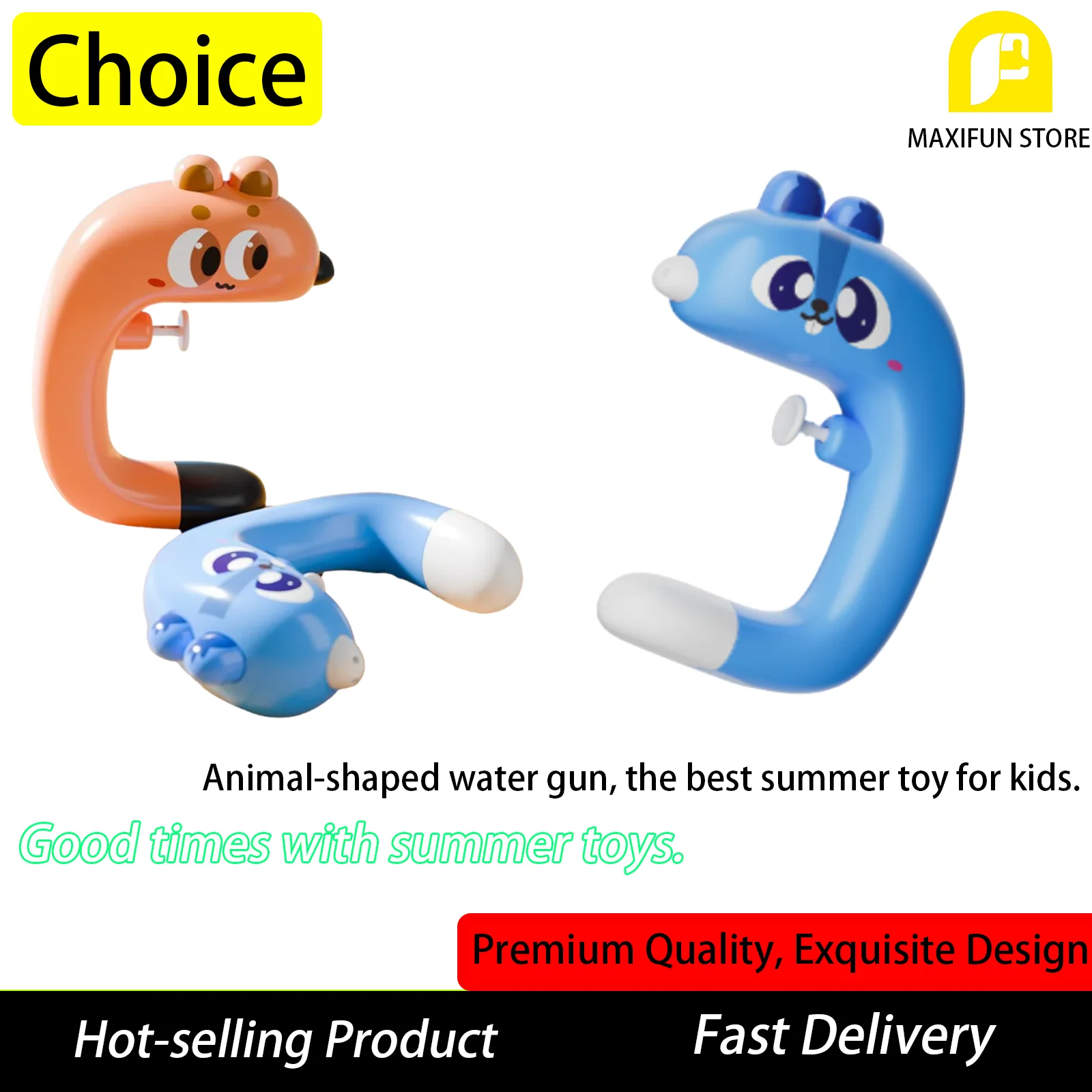 

Fox Squirrel Snake Cartoon Water Gun Toys Auto-Return Soaker Blaster for Outdoor Beach Summer Fun, Gift for Kids Adults