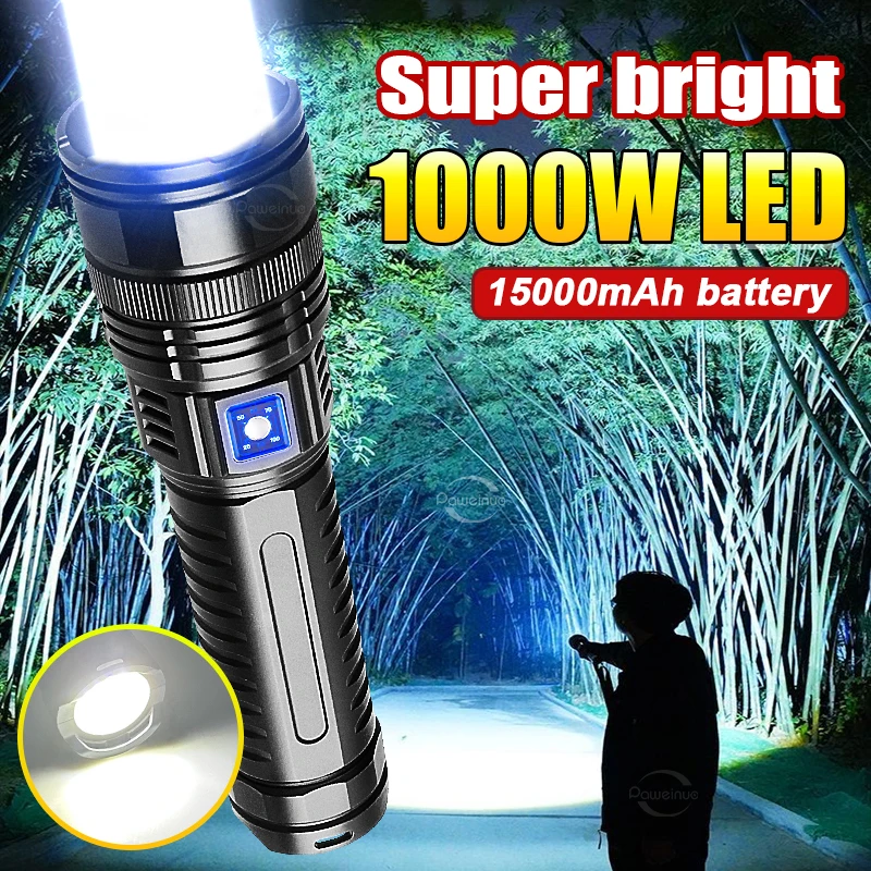 1000w-led-最強のledフラッシュライト-type-c充電式-内蔵バッテリー-長距離スポットライト-トーチ-with-cobライト