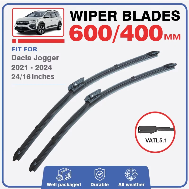 Front Rear Wiper Blades For Dacia Jogger 2021 2022 2023 2024 Hybrid Windshield Windscreen Window Car Accessories Brushes Washer