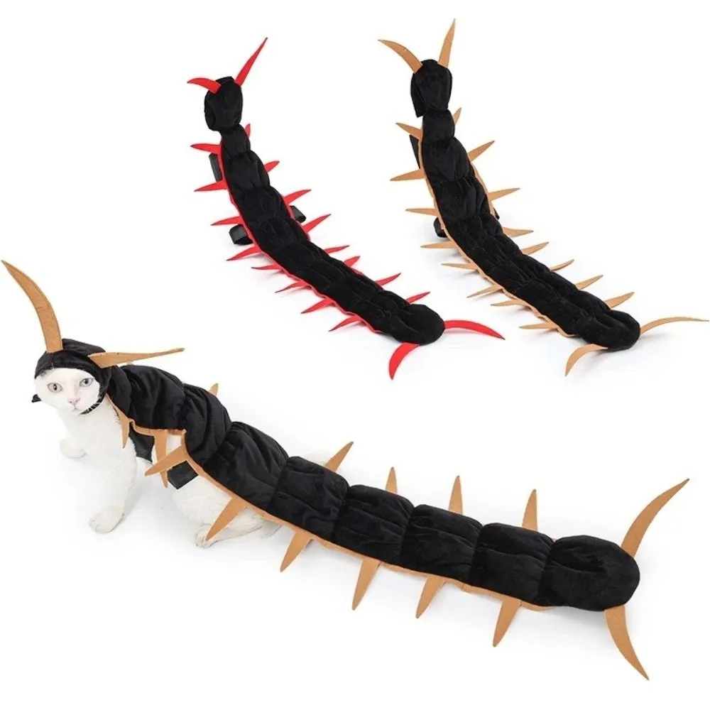 Plüschiges, flauschiges Halloween-Tausendfüßler-Katzenkostüm – Simuliertes, gruseliges Haustier-Verkleidungs-Cosplay, lang, segmentiert, verstellbar – Detail 2