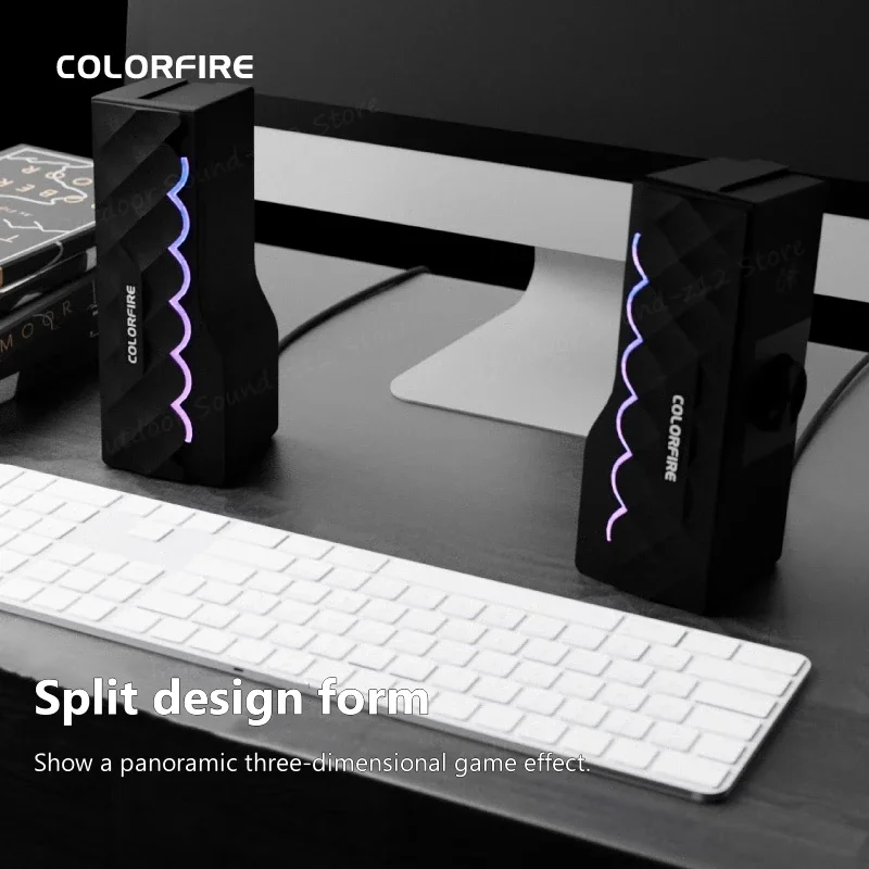 New Split Design Soundbar Speaker PC Accessories Gamer Lighting AUX USB LED Colorful RGB Speaker for Computer