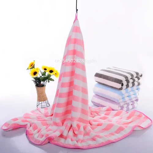 Imagen 2 del producto Juego de toallas de baño absorbentes de secado rápido a rayas de 35x75cm, toallas de mano suaves para la cara para adultos, toallas de baño de microfibra para baño