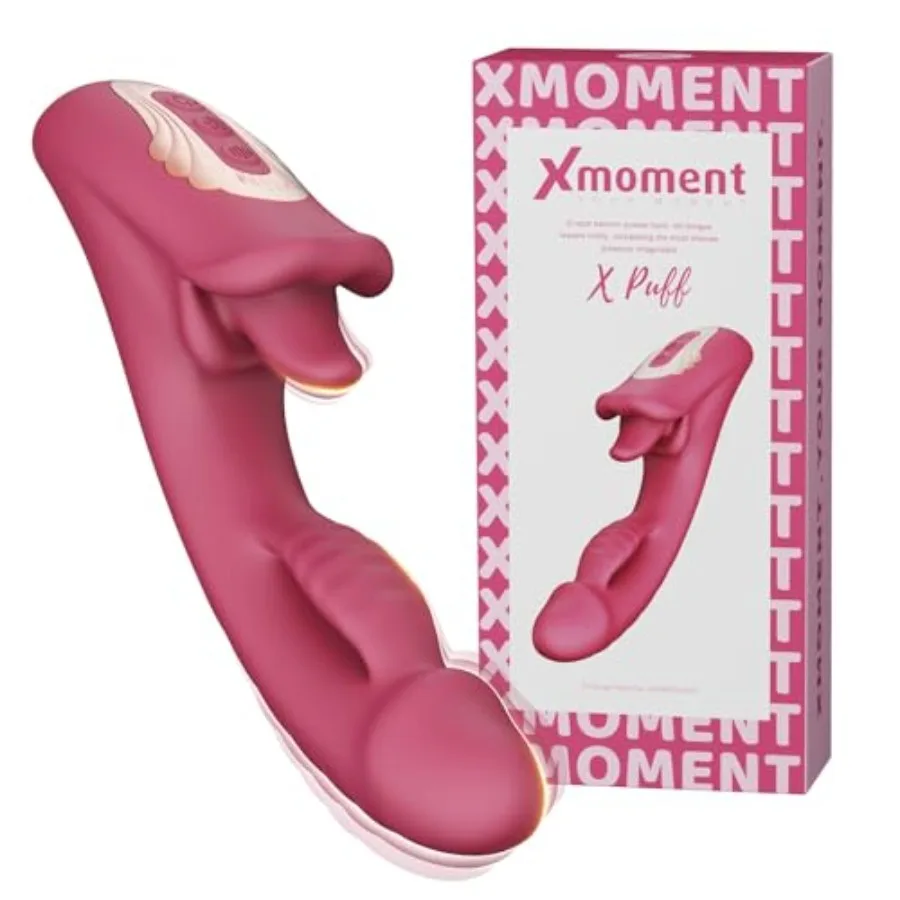 X-Puff Inflatable G Spot Vibrator, Powerful Tongue Vibrators Adult Sex Toys with 9 Licking Rotation and 9 Inflating Vibration M
