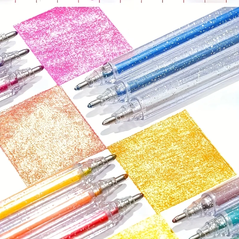 24-Farben-Glitzer-Gelstift-Set, 1,0 mm mittlere Spitze + keine wiederholenden Neonfarben + glatter Tintenfluss, ideal für Malbücher für Erwachsene – Detail 3