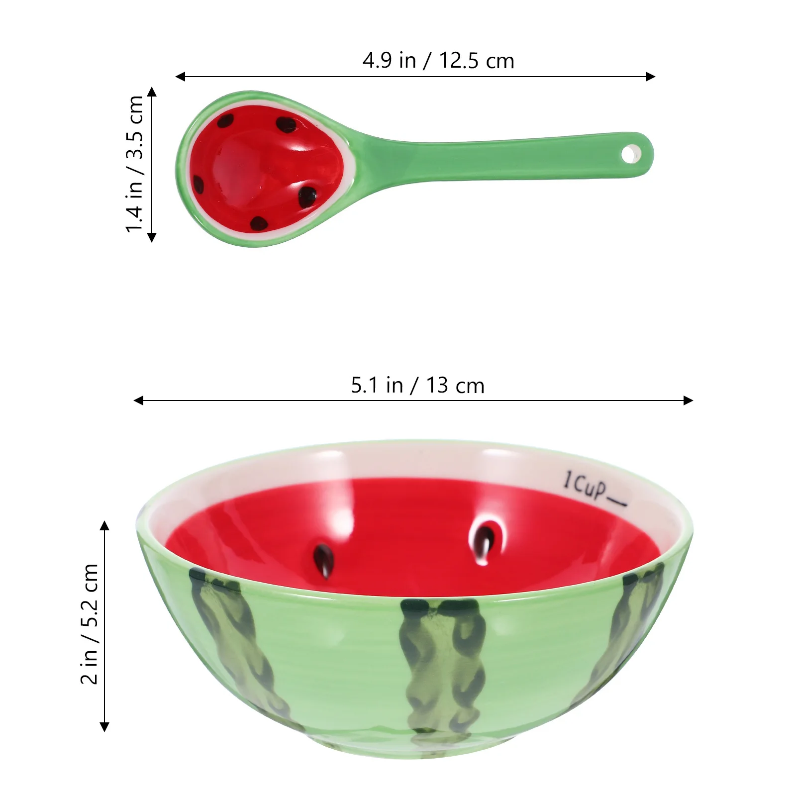 

1Set Ceramic Food Bowl Spoon Kit Watermelon Pattern Multipurpose Soup Salad Ramen Kitchen Tableware Kitchen Bowl