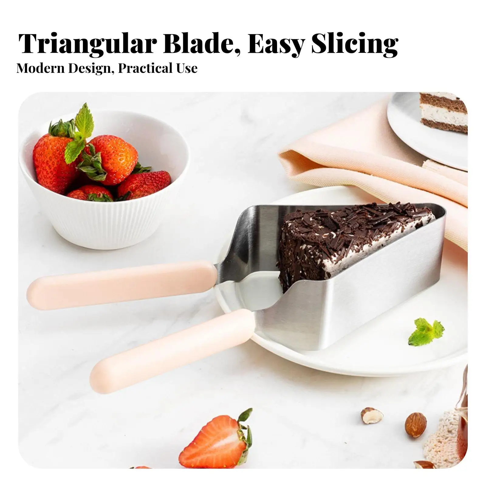 V Shaped Cake Divider Cake Slicer and Server for Cutting Lifting Dessert Stainless Steel with PP Handle for Bakery Wedding Party