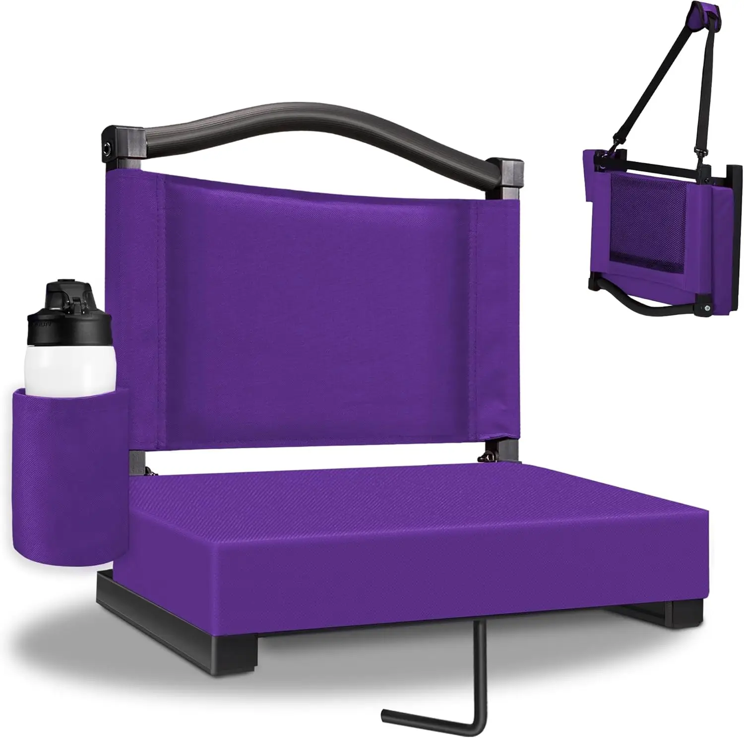 

Bleacher Seat with Back Support & Thick Cushion, Stadium Chair with Shoulder Strap & Side Pocket for Sports Events