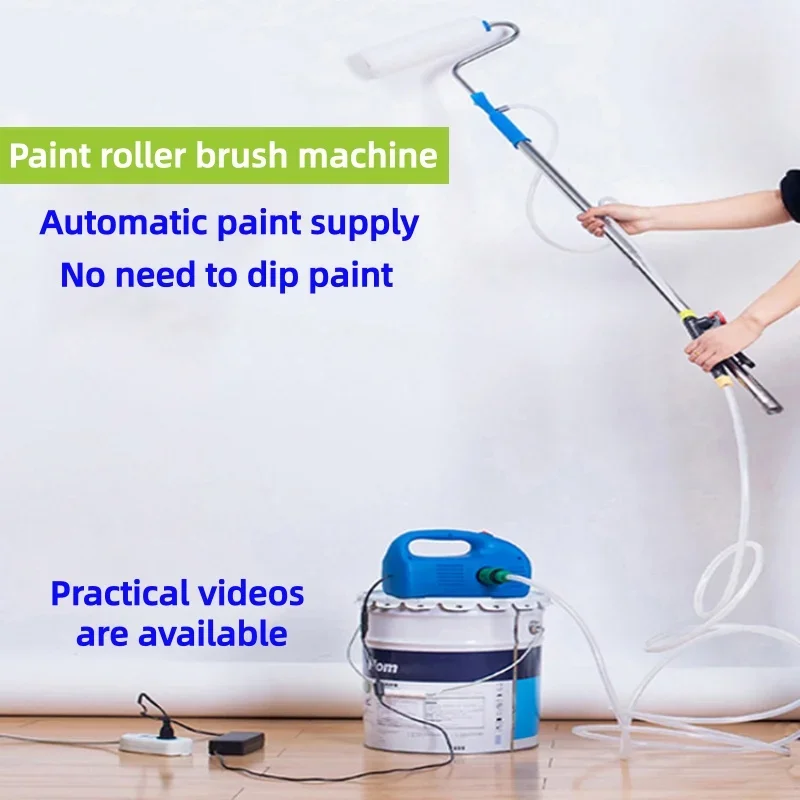 Electric Auto Feed Paint Roller Coating Machine with Extension Rod Automatic Suction Latex Paint Roller for Wall Decoration