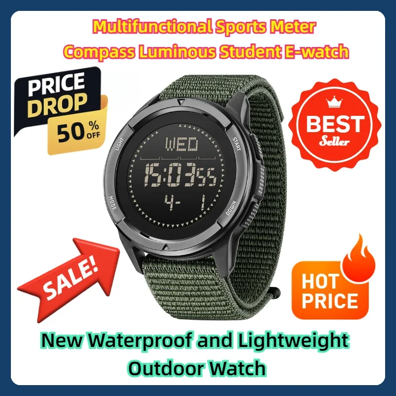 Multifunctional Sports Meter Compass Luminous Student E-watch New Waterproof and Lightweight Outdoor Watch