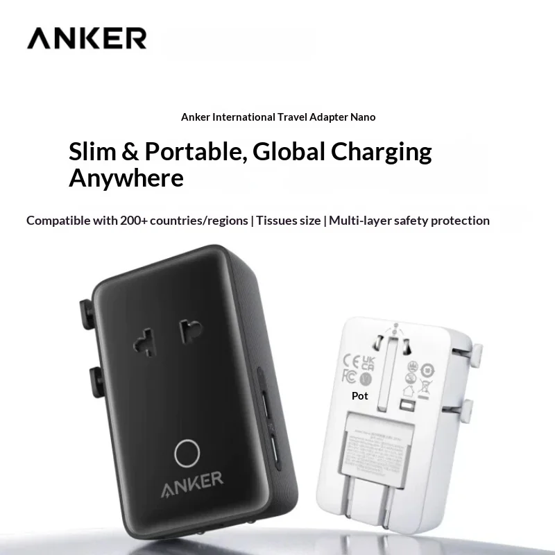 Anker International Travel Adapter Conversion Plug With Usb Ports Works With Eu Uk Us Au Japan Korea Singapore Portable Slim