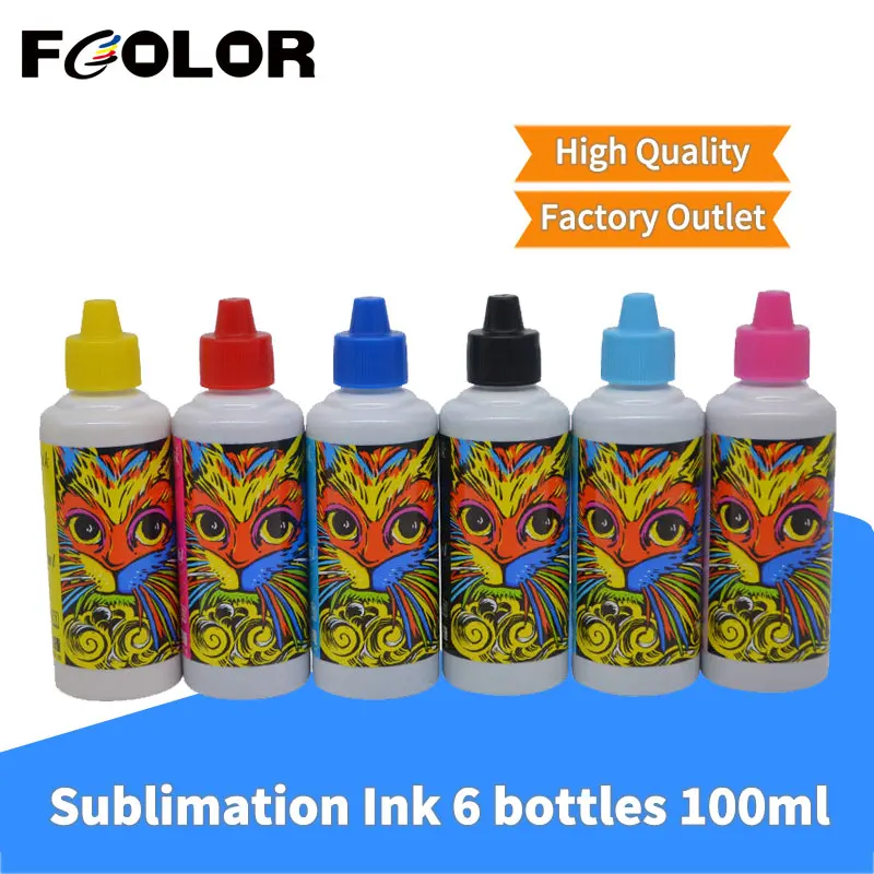

Fcolor 100ml*6 Sublimation Ink for Epson T50 1390 1400 Desktop Printers Personalized T-shirt Digital Printing Heat Transfer Ink