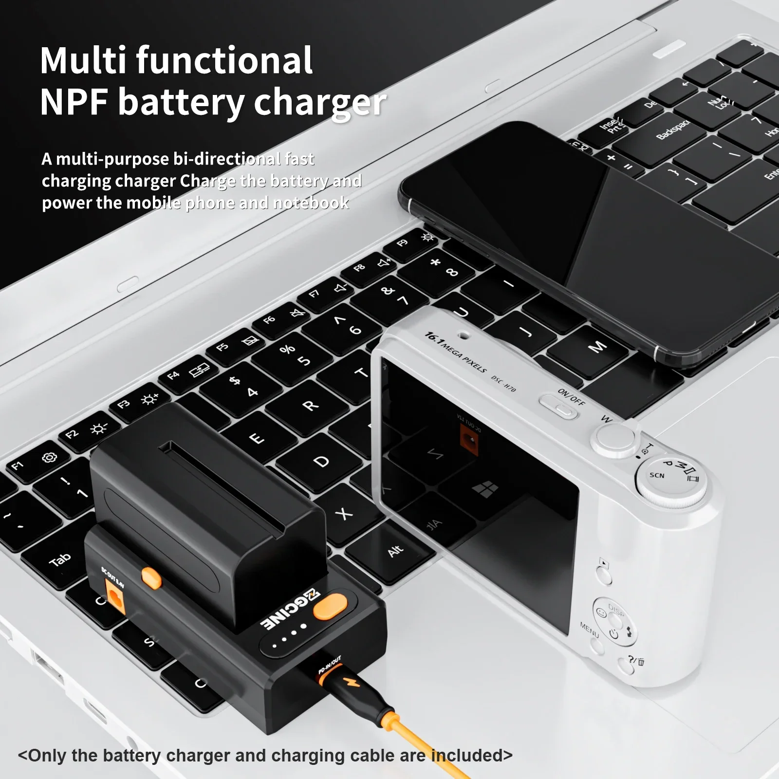 

ZGCINE NPF-02 Зарядное устройство серии NP-F Пластина-адаптер аккумулятора с портом зарядки типа C для аккумуляторов NP-F970/NP-F750/NP-F550